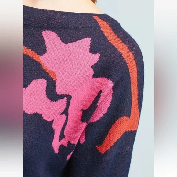 ANTHRO Field Flower Silk Blend Megara Floral Tunic Sweater SZ Medium - Picture 7 of 8